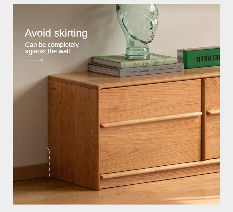 Сherry Solid Wood Modern Floor Storage Locker TV Cabinet.