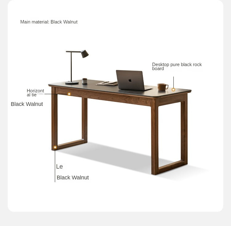 Rock slate Black Walnut Solid Wood Long Table "