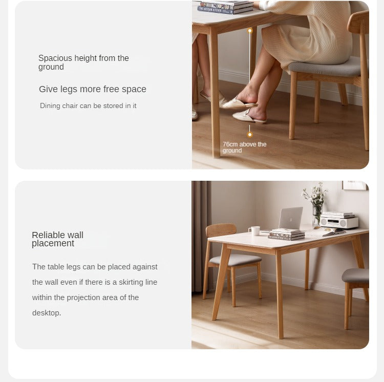 Ash, Oak Solid Wood Modern Rock Plate Dining Table