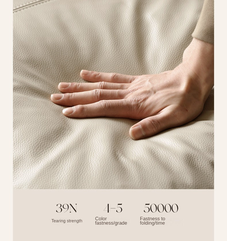 Leather Straight White Italian Sofa.