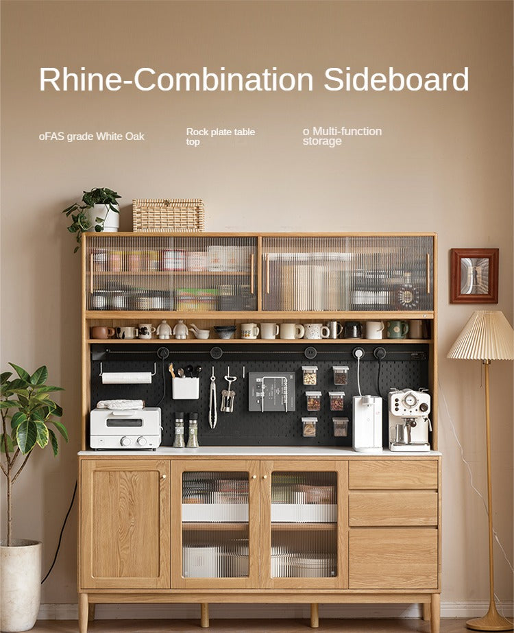 Oak Solid Wood Rock Plate Capacity High Storage Cabinet