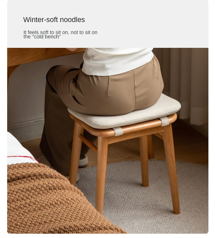 Black Walnut, Cherry, Oak, Sandalwood, Solid RubberWood Modern Light Luxury Makeup Stool