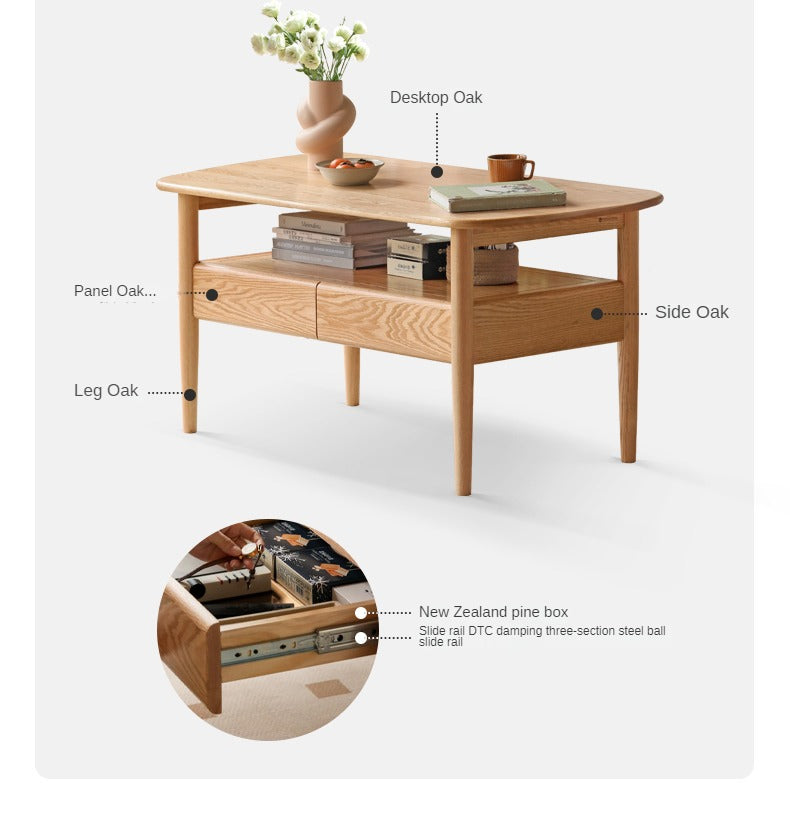 Oak Solid Wood High-leg Coffee Table