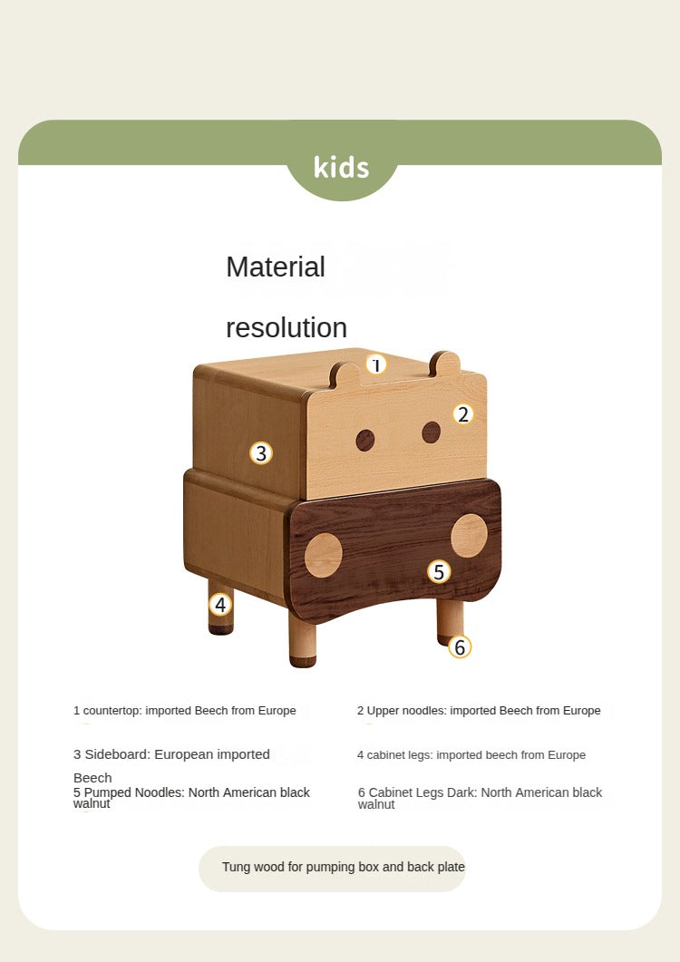 Beech Solid Wood Creative Сhildren's Nightstand