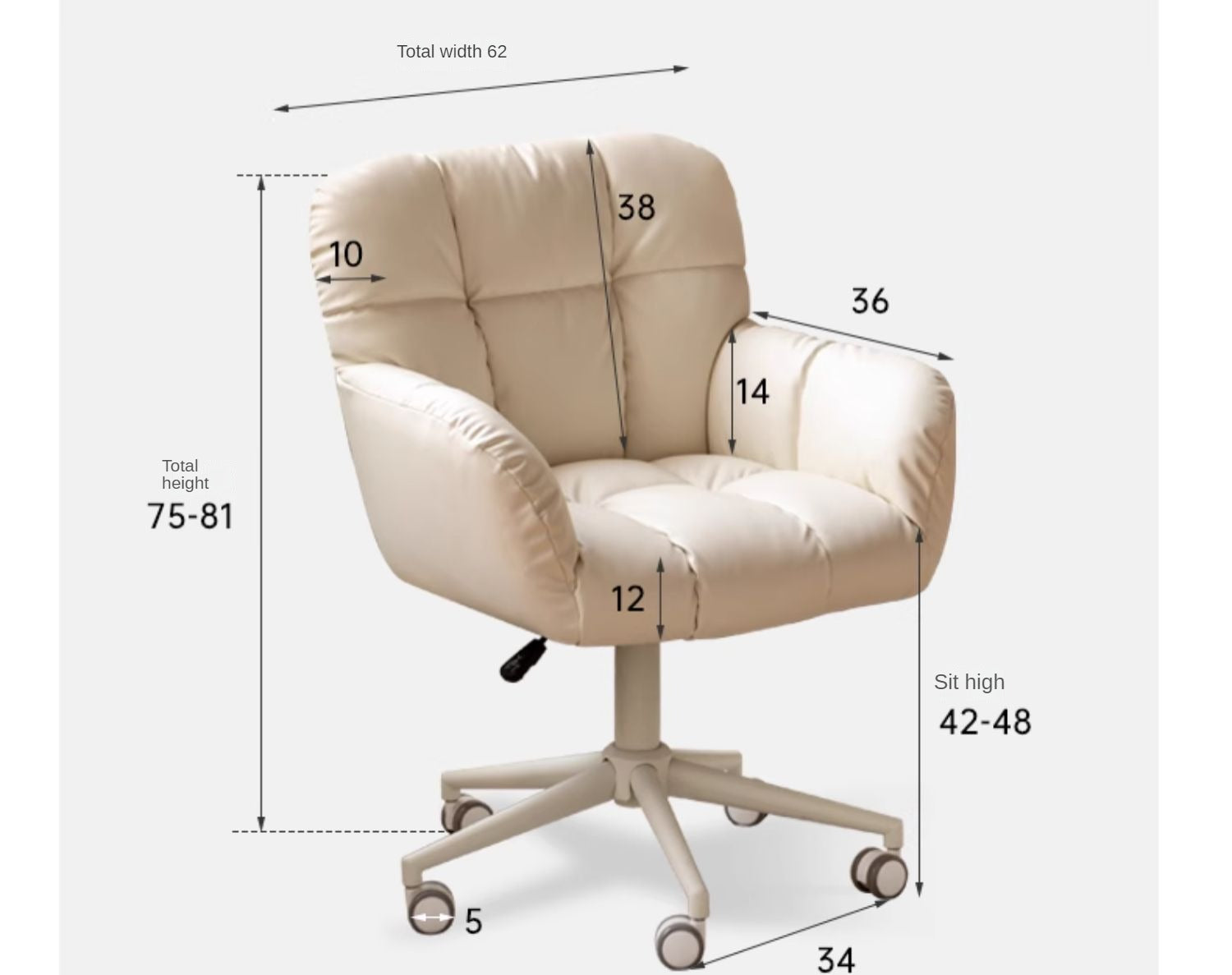 Organic Leather Cream Movable Makeup Chair