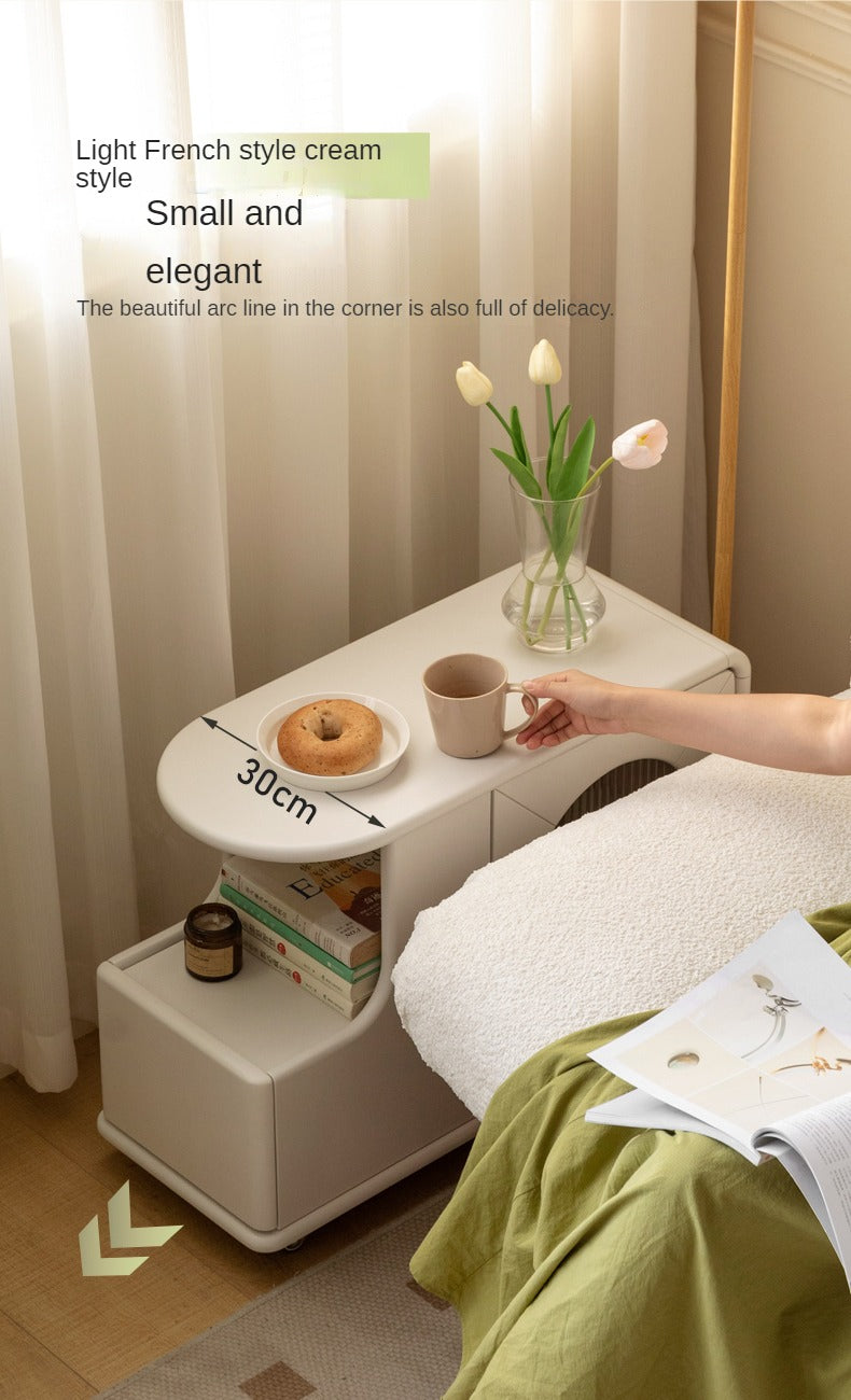 Poplar Solid Wood Edge Side Table French Cream Style