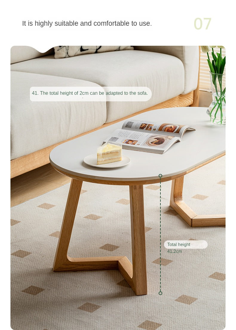 Oak Solid Wood Coffee Table Modern Slate