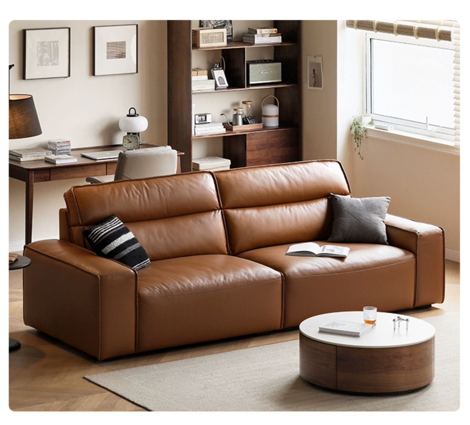 Genuine Leather Art Down Sofa.