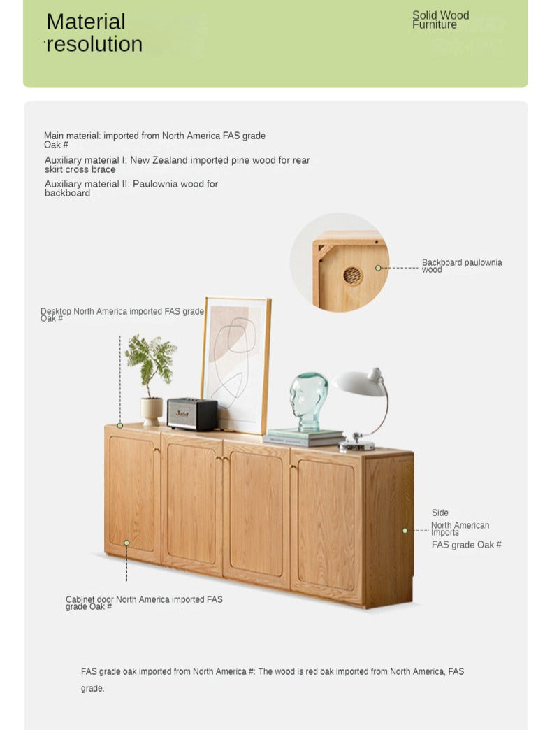 Oak Solid Wood Modern Floor Storage TV Cabinet.