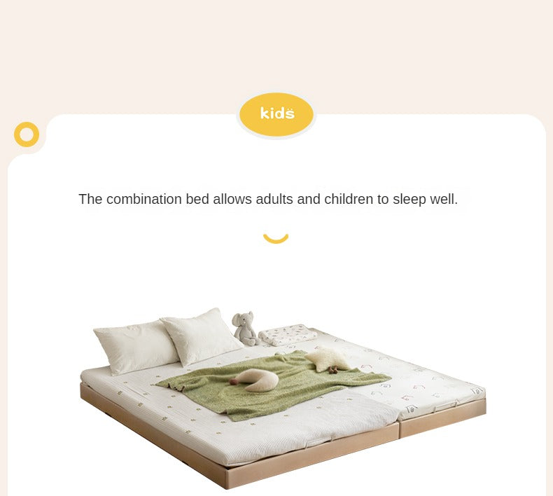 Rubberwood Solid Wood Mother-and-child platform bed, headboard-free bed