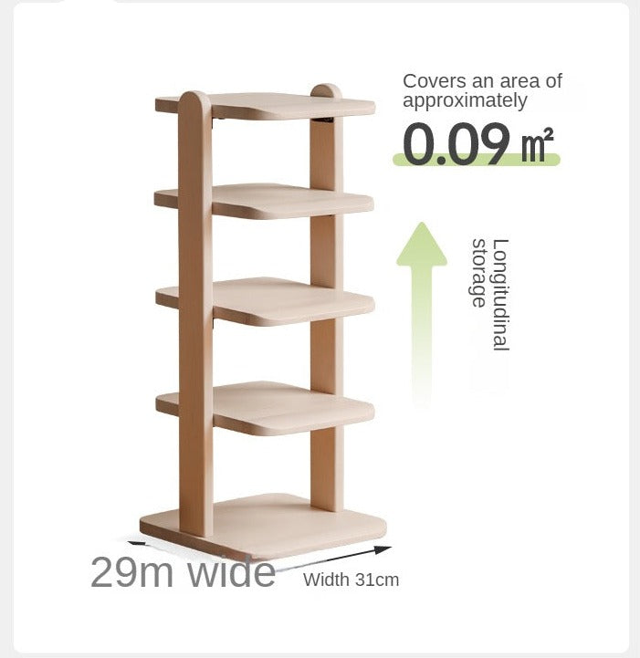 Beech, Solid Rubber Wood Narrow Shoe Rack