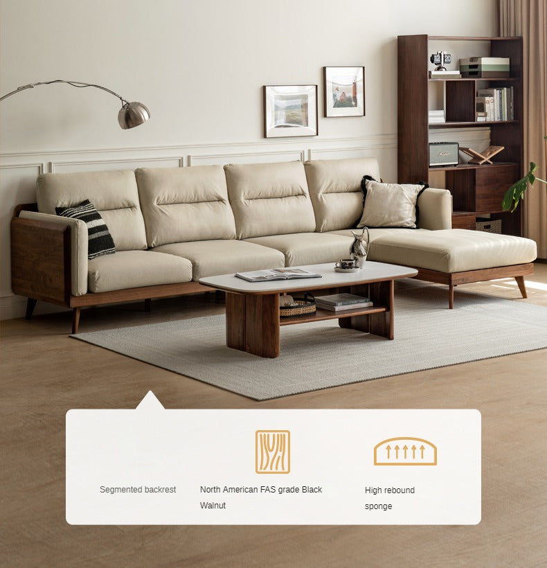 Black Walnut Solid Wood Sofa,Technology Cloth, Fabric.