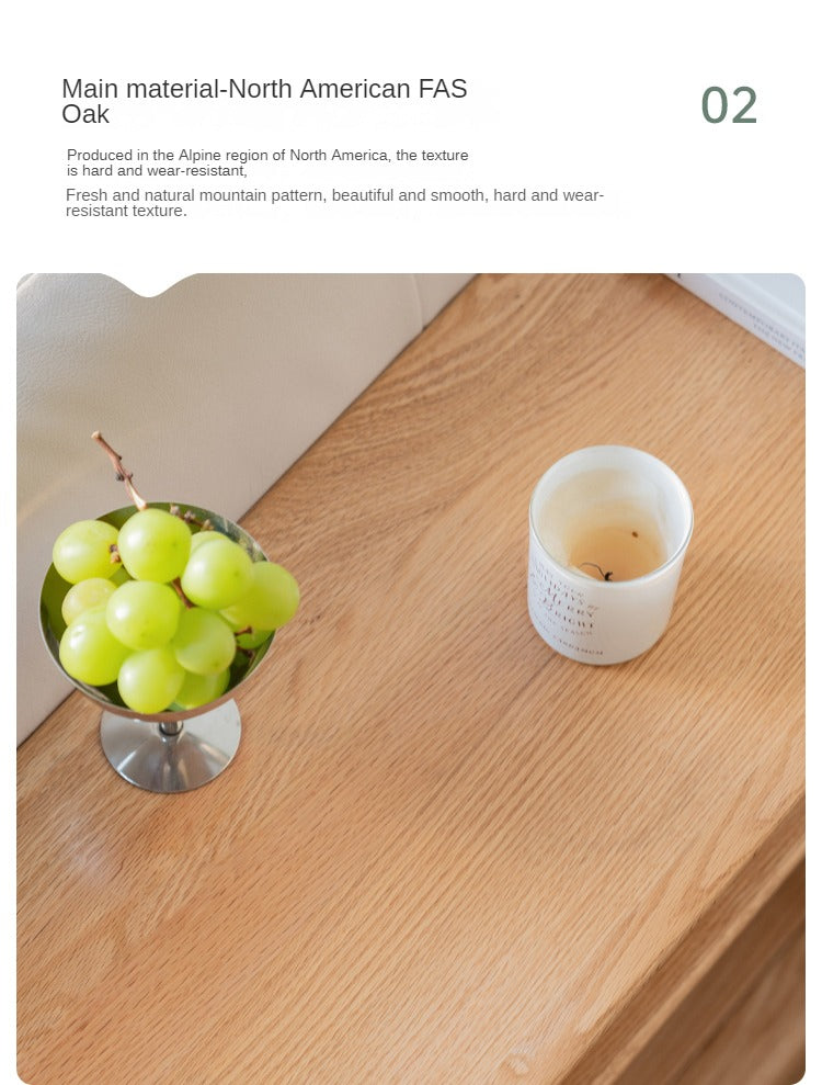 Oak Solid Wood Wheel Side Table