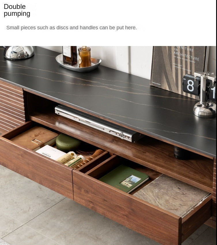 Black Walnut Solid Wood Slate TV Stand.