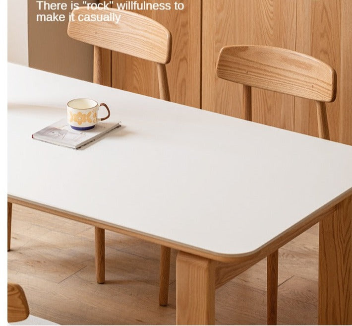 Oak Solid Wood, Solid Rubberwood Slate Dining Table