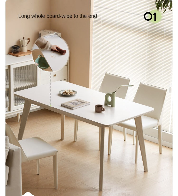 Birch Solid Wood Slate Cream Wind White Dining Table