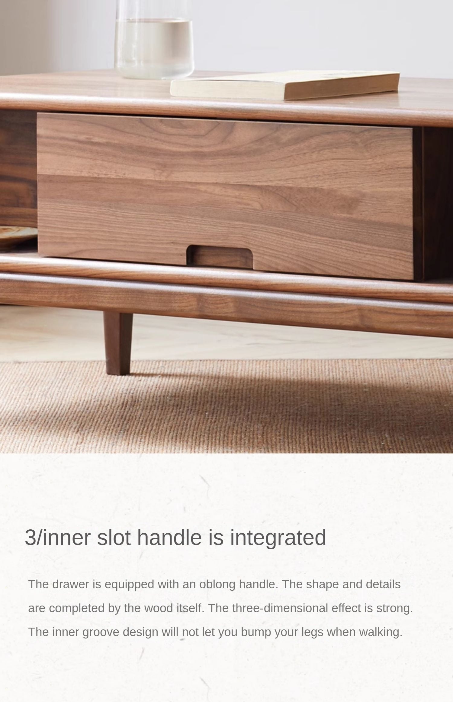 Black Walnut, Ash Solid Wood Modern Coffee Table