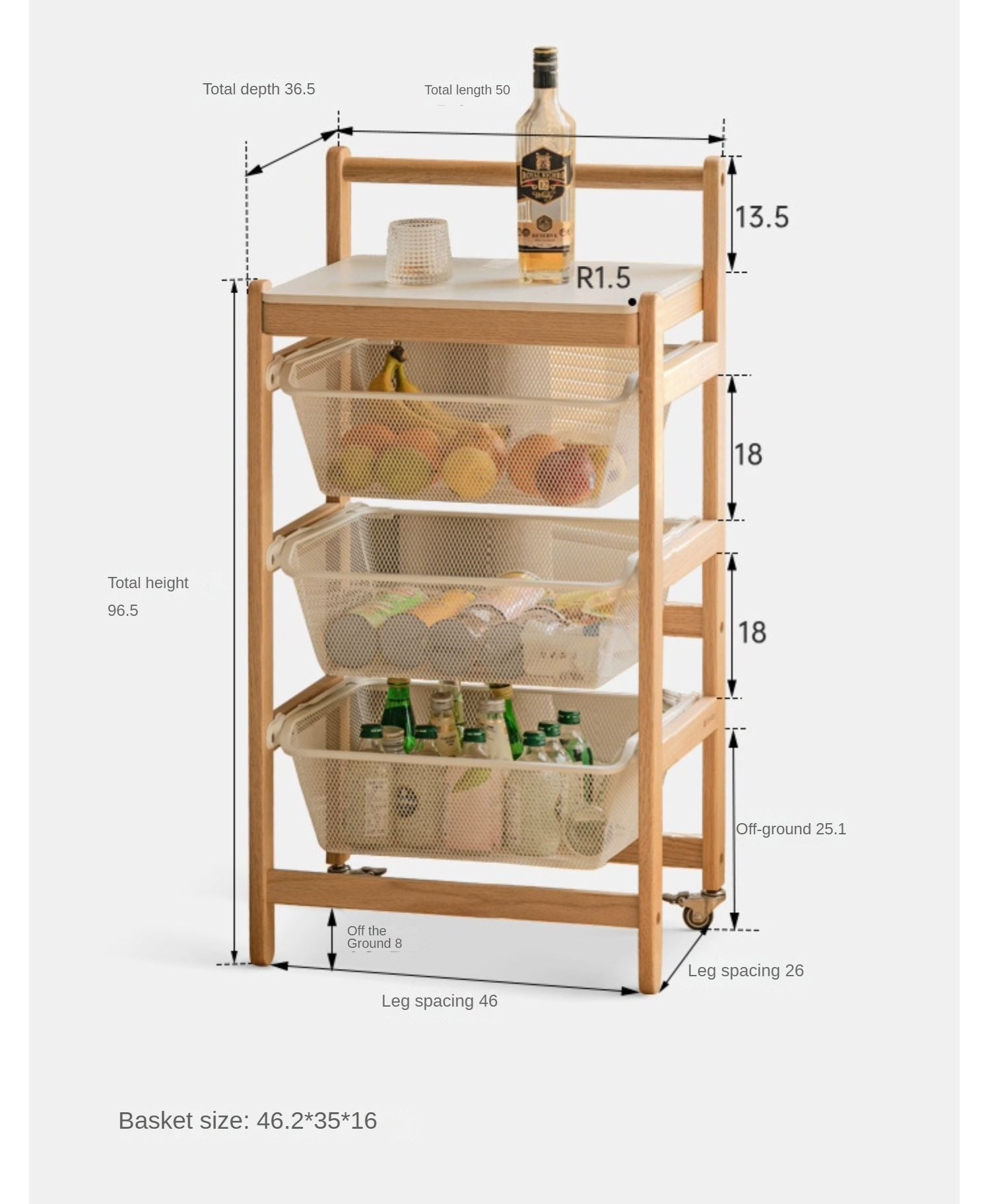 Oak, Beech Solid Wood Mobile Slate Trolley Storage