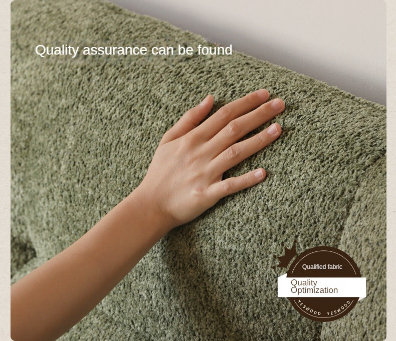 Fabric Sofa Retro High Back Four-Person Straight Sofa