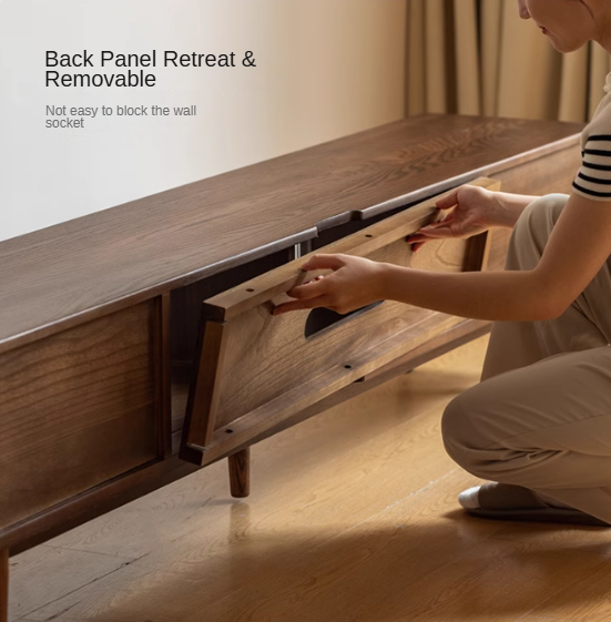 Oak Solid Wood Modern Simple Floor TV Cabinet.