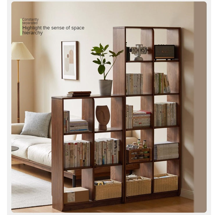 Black Walnut Solid Wood Bookshelf Shelf Free Lattice Combination