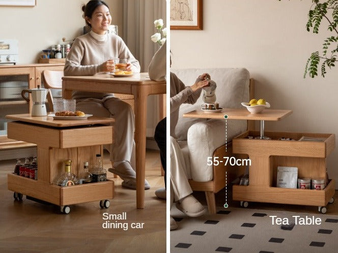 Oak, Cherry, Black Walnut, Ash Solid Wood Rotating Mobile Side Table