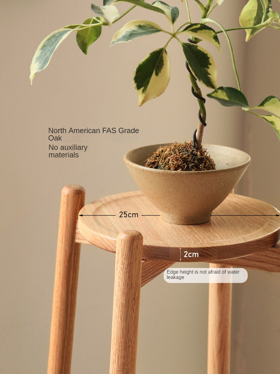 Oak Solid Wood Flower Rack Storage Rack