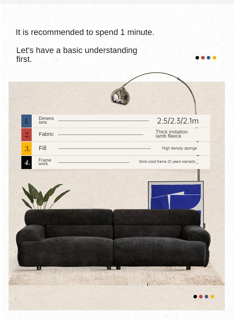 Fabric Sofa French Retro Three-seat Straight Sofa.