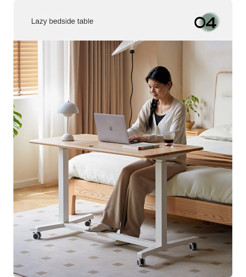 Oak, Rubberwood Solid Wood Standing Mobile Office Desk