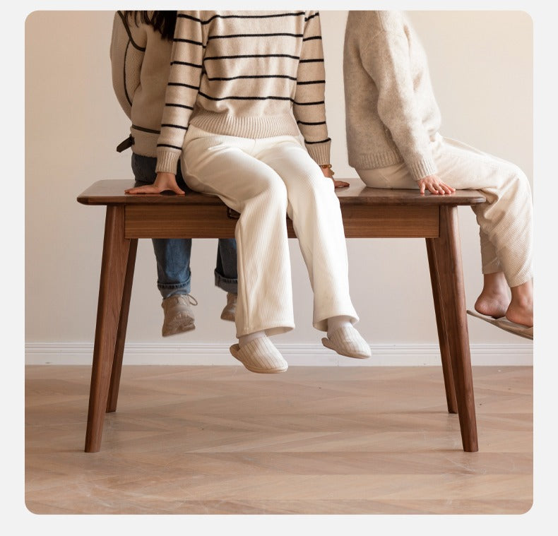 Black Walnut, Ash Solid Wood Telescopic Retractable Dining Table