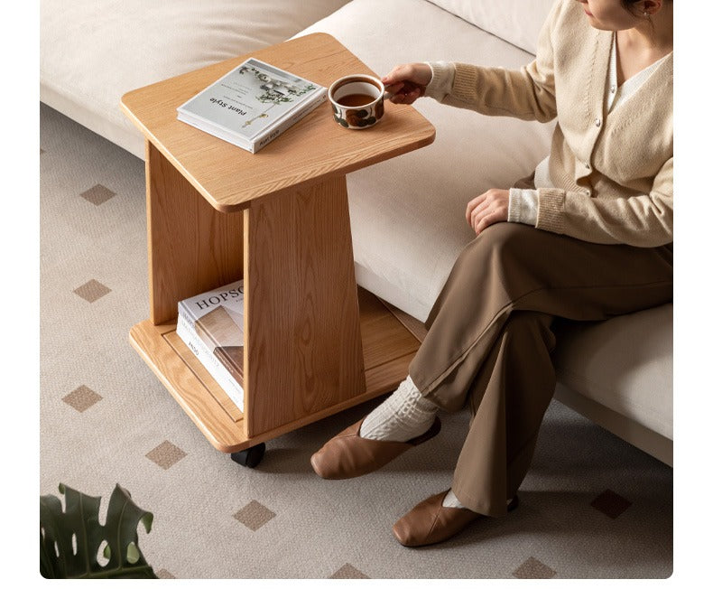 Oak Solid Wood Mobile Storage Rack