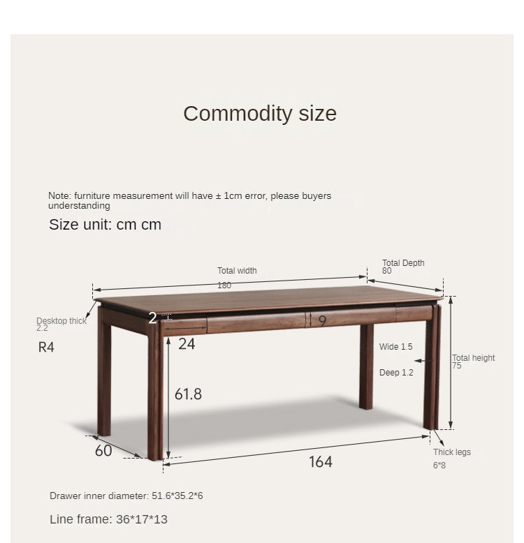 Black Walnut, Ash, Sandalwood Solid Wood Modern Large Office Table