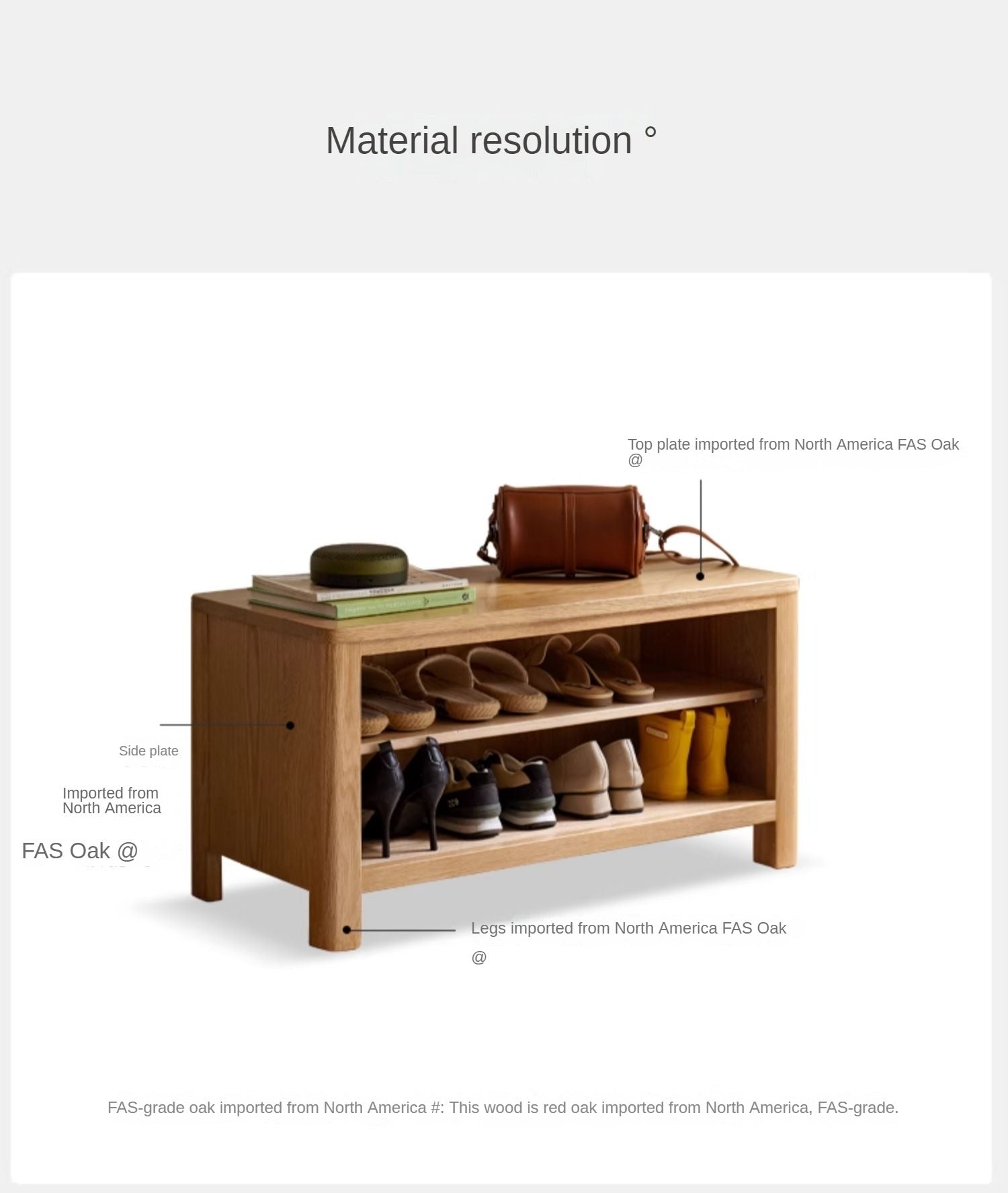 Oak Solid Wood Shoe Storage Bench