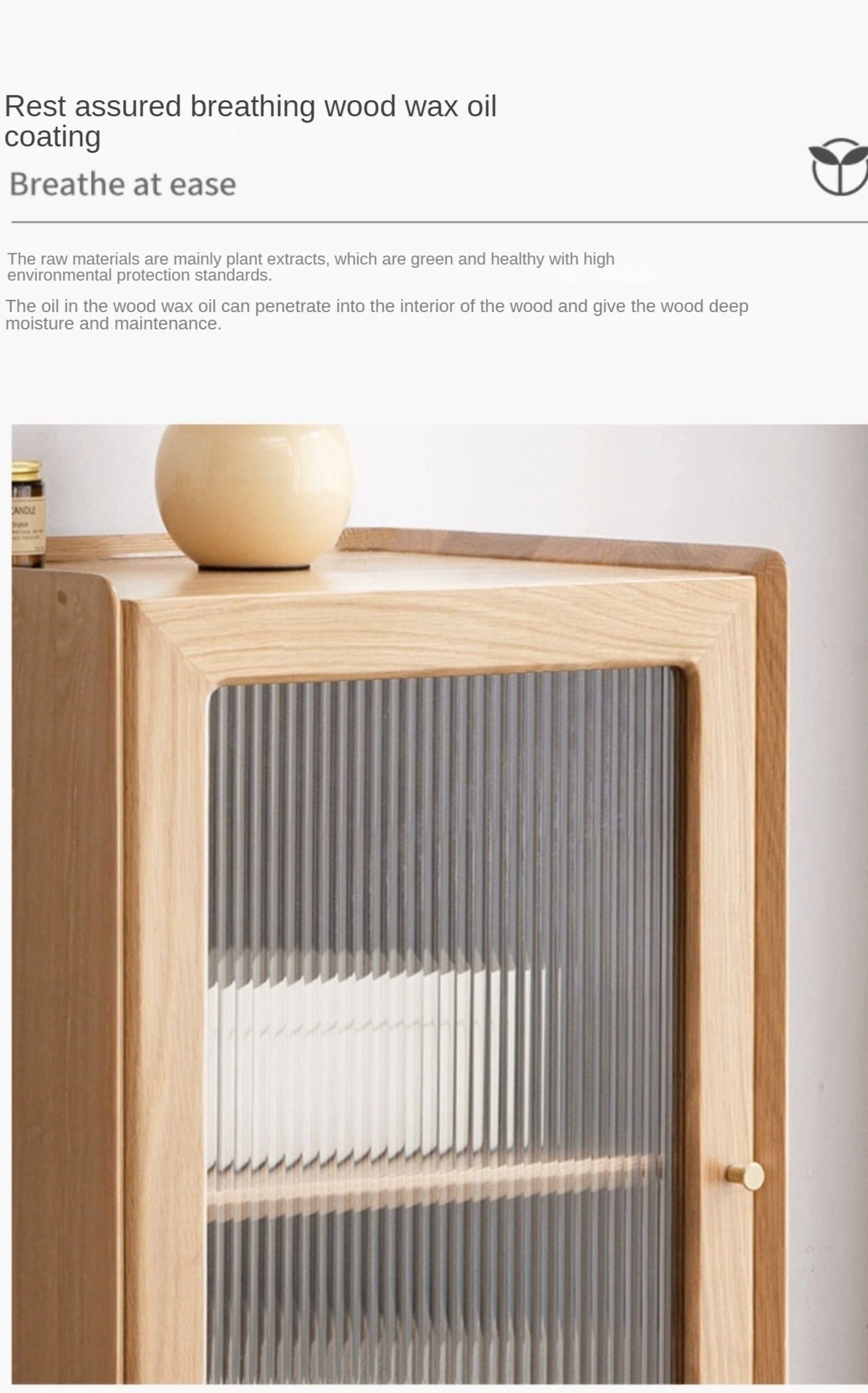 Ash Solid Wood Narrow Side Cabinet.