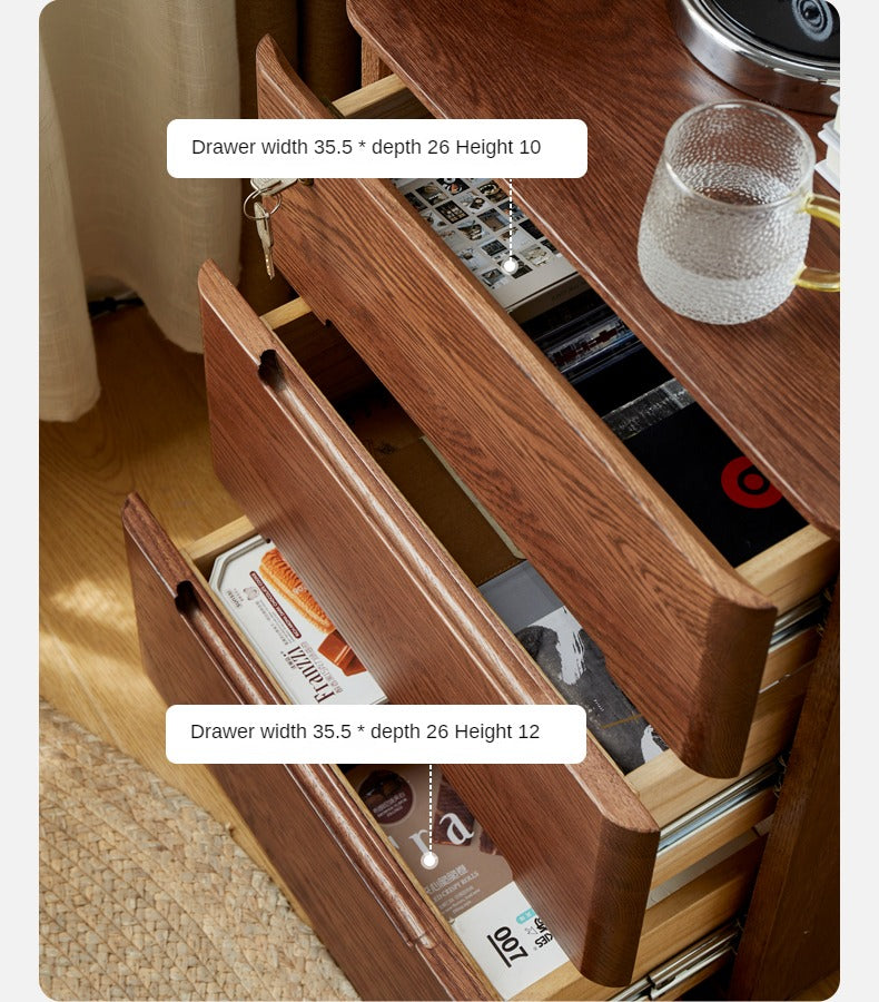 Oak Solid Wood Nightstand with Lock.