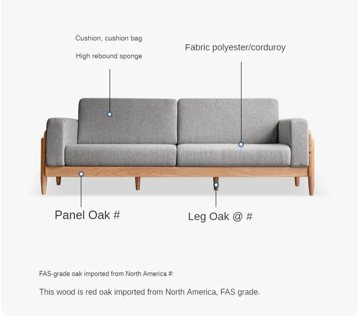 Ash Solid Wood Fabric Sofa.