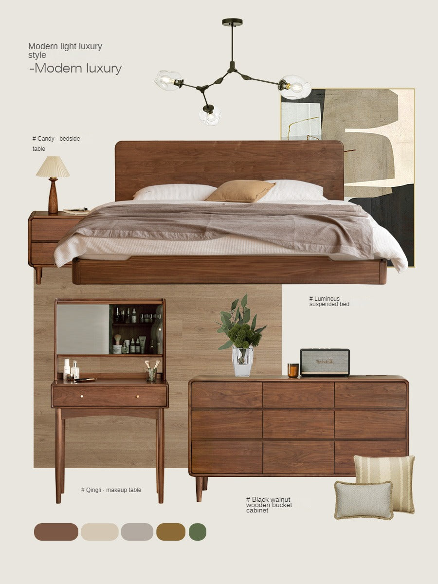 Black Walnut, Poplar Solid Wood Storage Cabinet Chest of Drawers