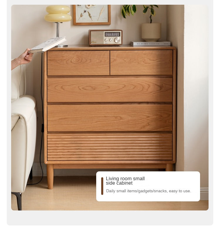 Cherry Solid Wood Vintage Dresser, Drawer