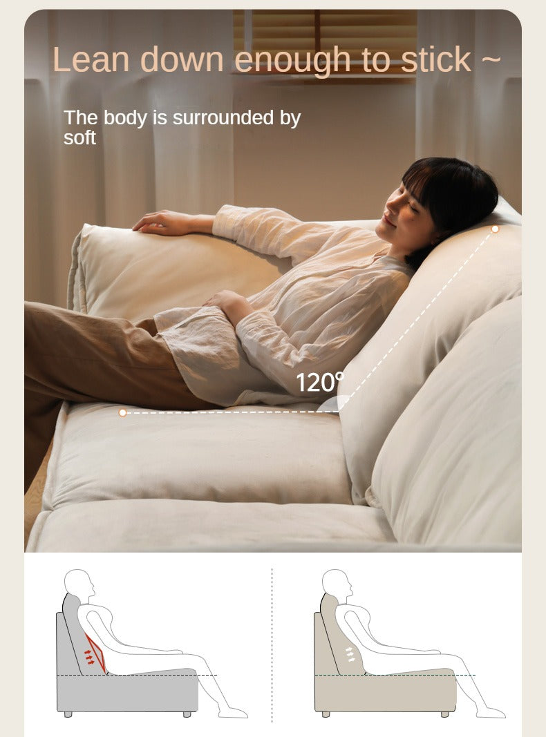 Fabric Modern Tofu Block Elephant Ear Down Sofa.