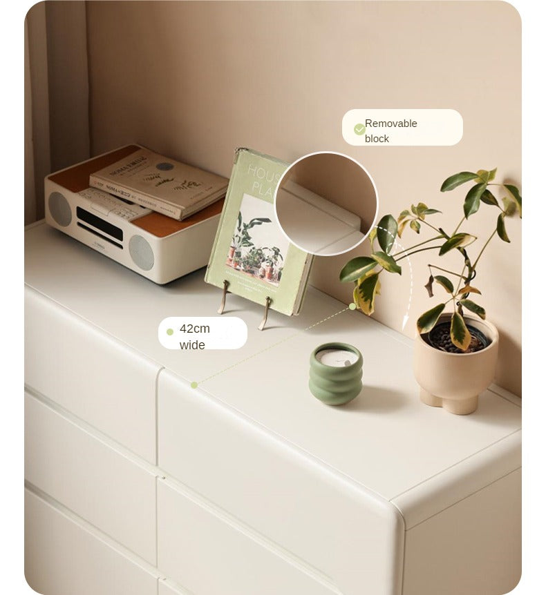 Poplar, Solid Rubberwood Storage Cream Drawer Dresser