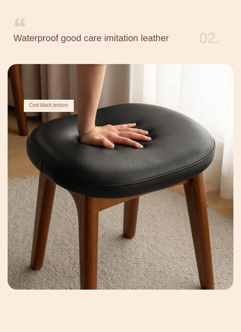 Oak, Cherry Solid Wood Makeup Soft Stool.