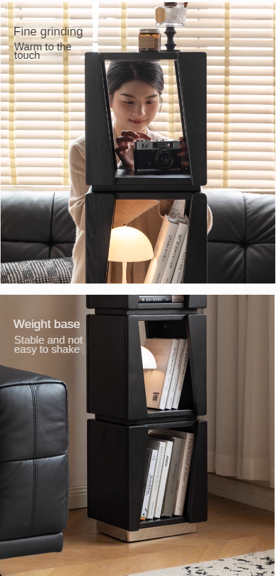 Oak Solid Wood Floor-standing Narrow Bookshelf.