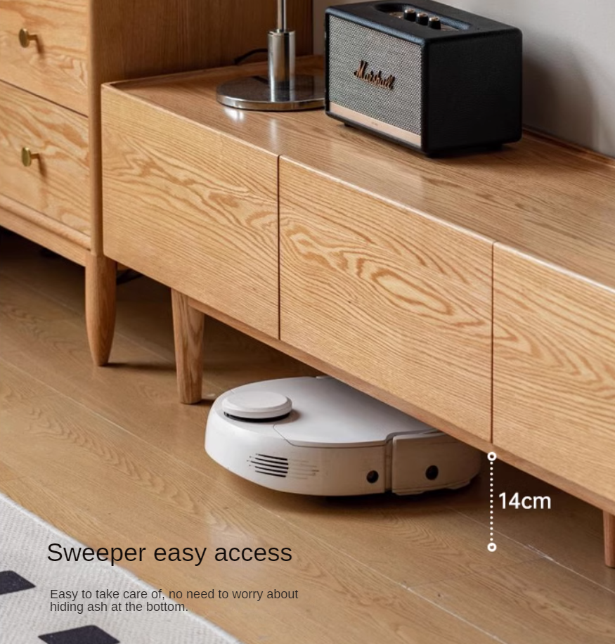 Oak Solid Wood Modern Locker Integrated TV Cabinet.