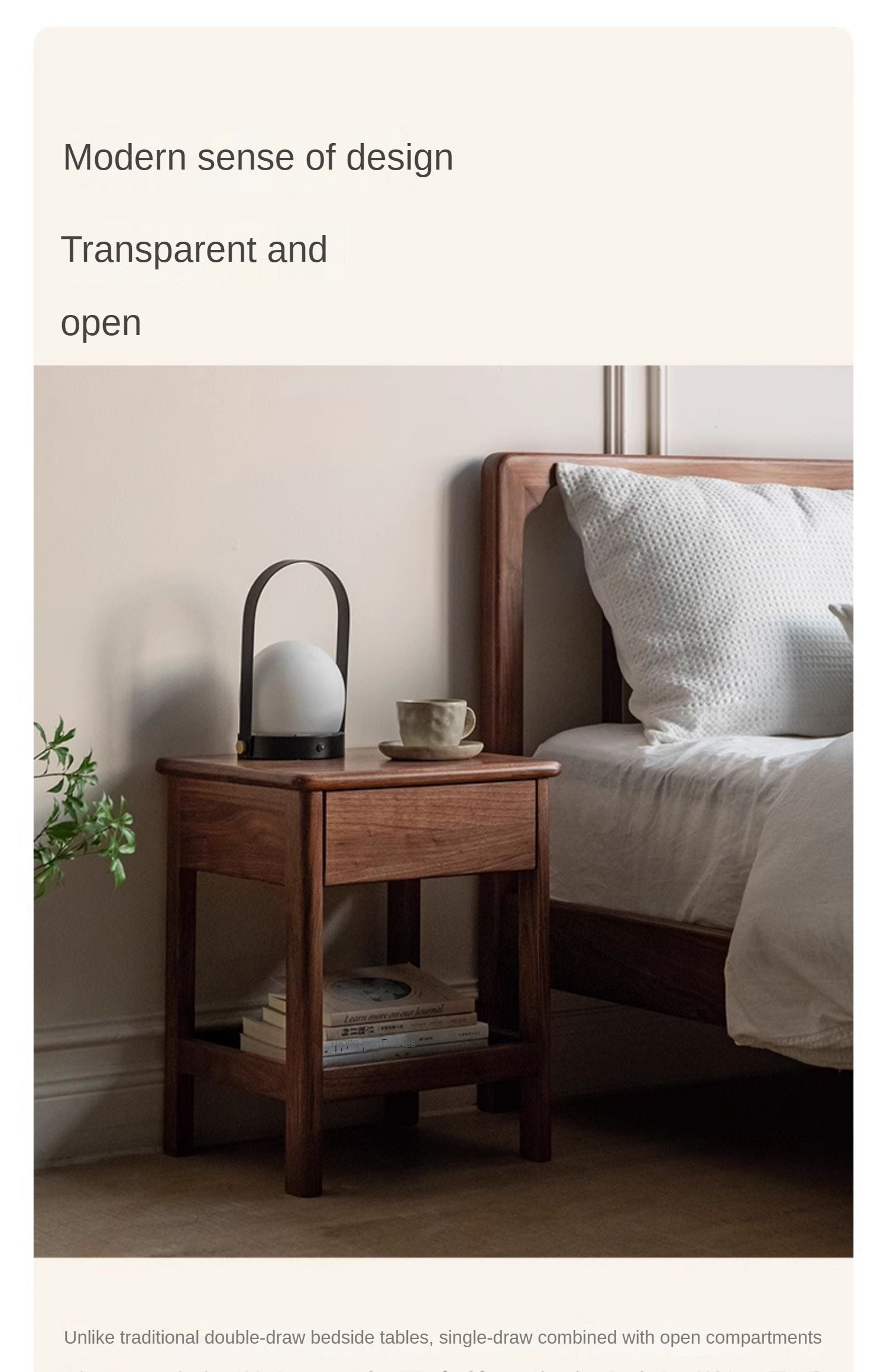 Black Walnut, Ash Bedside Storage Cabinet