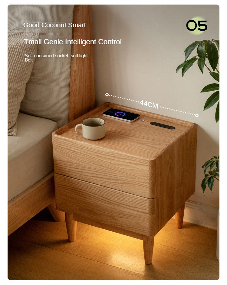 Ash, Oak, Sandalwood Solid Wood White Wax Small Nightstand