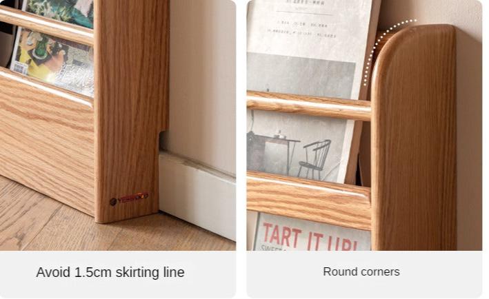 Oak, Beech Solid Wood Wall-mounted Ultra-thin Bookshelf