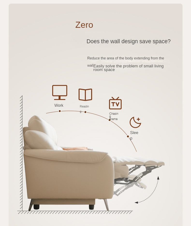 Genuine Leather Zero Wall Multifunctional Electric Sofa, Top Layer Cowhide Sofa.