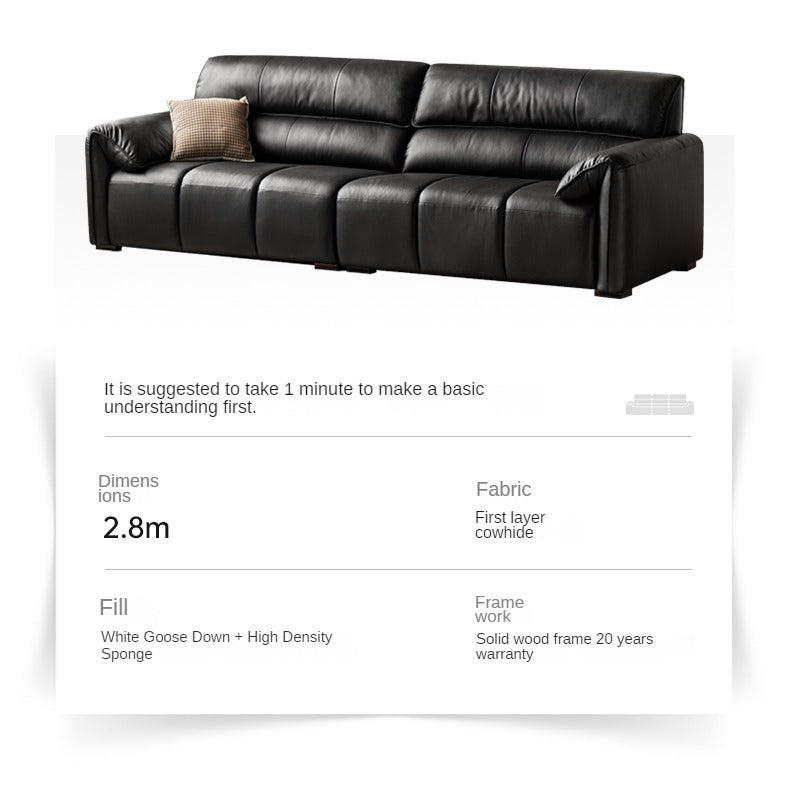 Leather First Layer Yellow Cowhide Piano Key Leather Sofa,