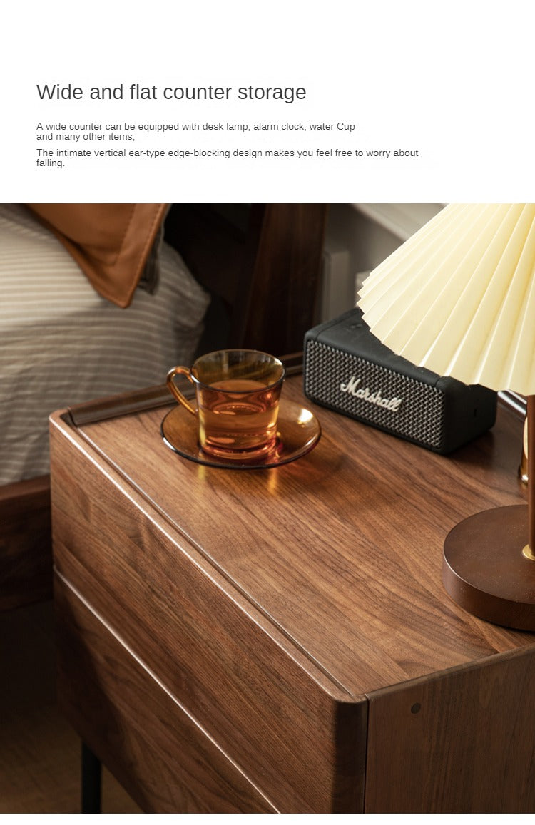 Black Walnut, Oak, South American Walnut Solid Wood Nightstand.
