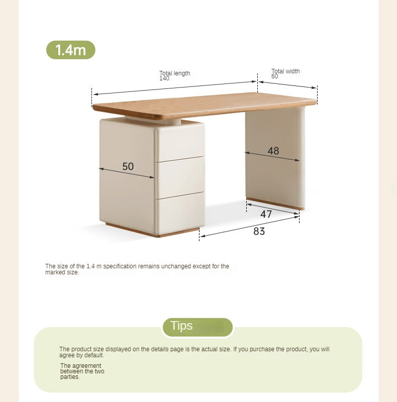 Oak Solid Wood Desk With Lower Cabinet